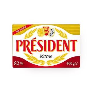 PRESIDENT, 82% кислосливочное несолёное 400г