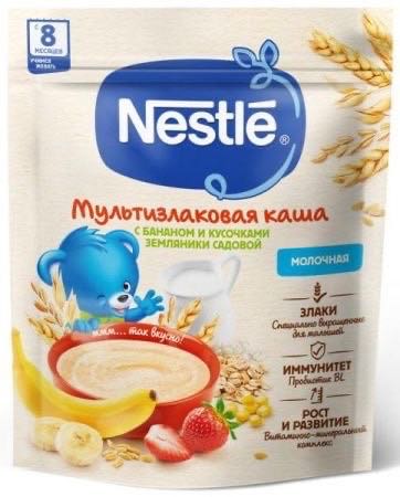 Nestle  кусочки земляники садовой и банан 200гр
