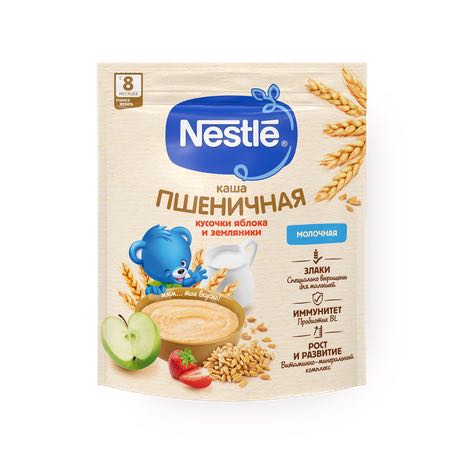 Nestle пшеничная кусочки яблоко и земляники 200гр